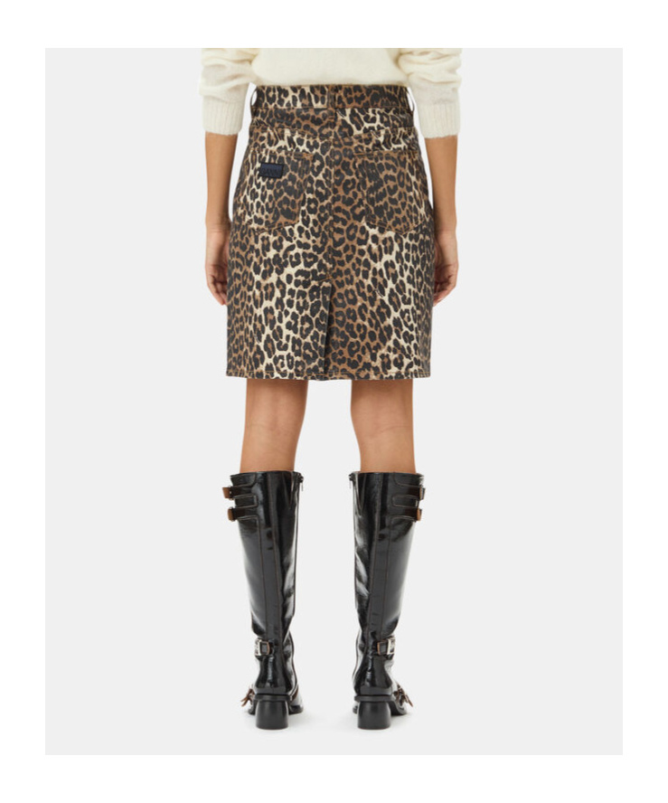 Ganni Leopard-print Strapless Organic-cotton Top In Black
