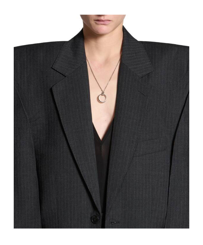 Balenciaga Striped Buttoned Blazer In Black