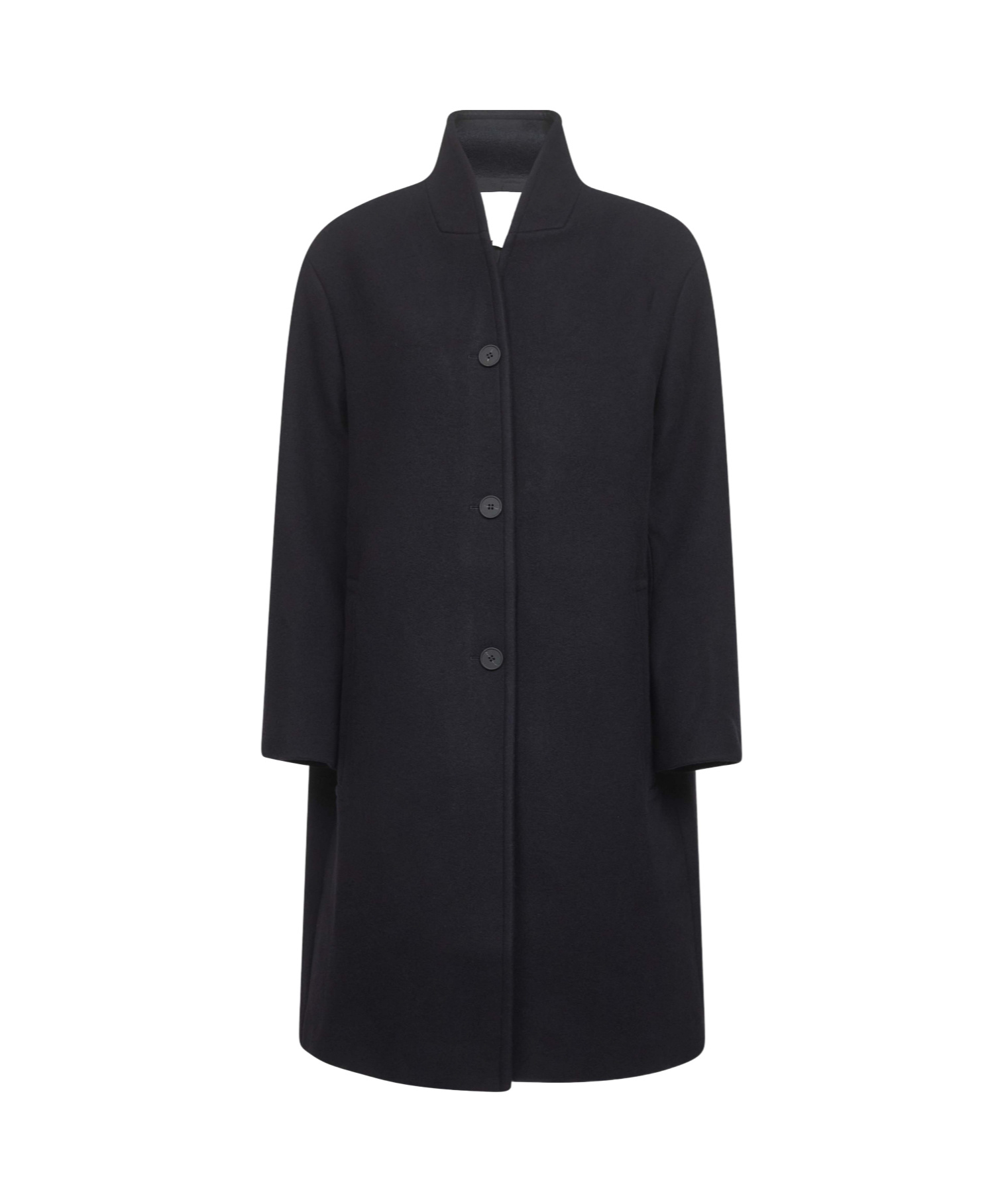 Studio Nicholson Stand Collar Coat In Black
