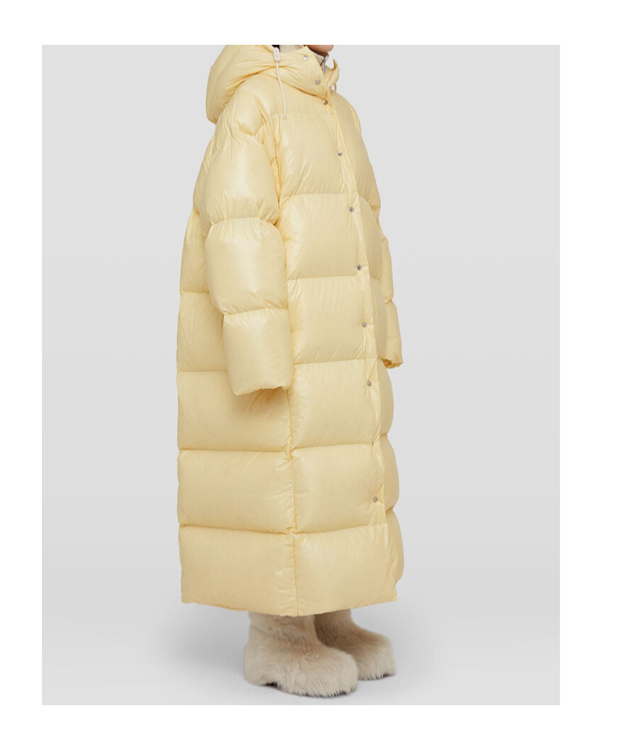Jil Sander Hooded Padded Parka Coat In Nude