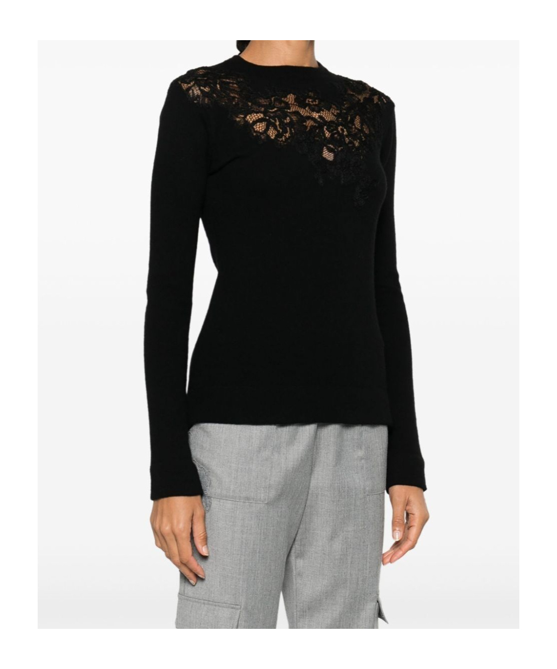 Ermanno Scervino Long-sleeved Sweater In Black