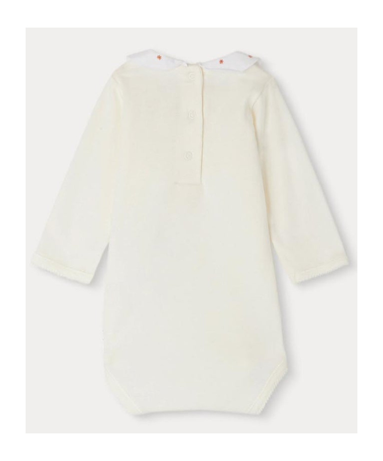 Bonpoint Cygne Colorful Embroidered Collar Jumpsuit In White