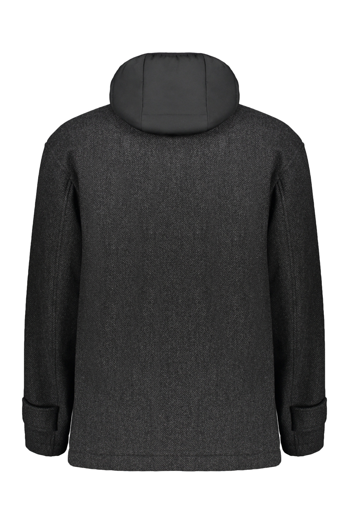 Herno Minimalist Virgin Wool Jacket With High Collar In Black