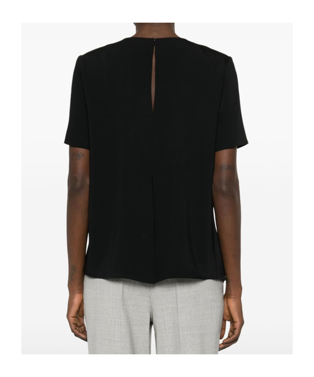 P.a.r.o.s.h Sheer Cady Blouse Split Hem Detail In Black