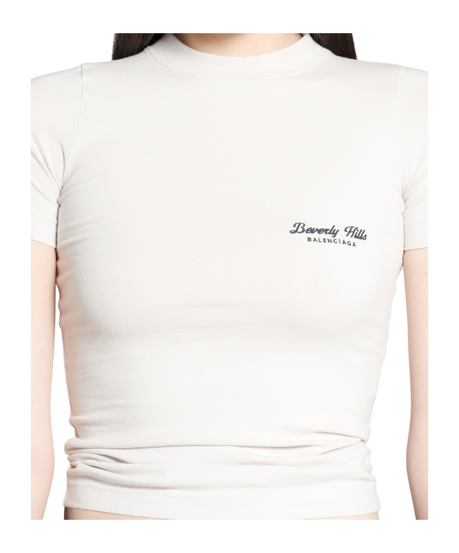 Balenciaga Beverly Hills T-shirt With Rib Knit Crewneck In White