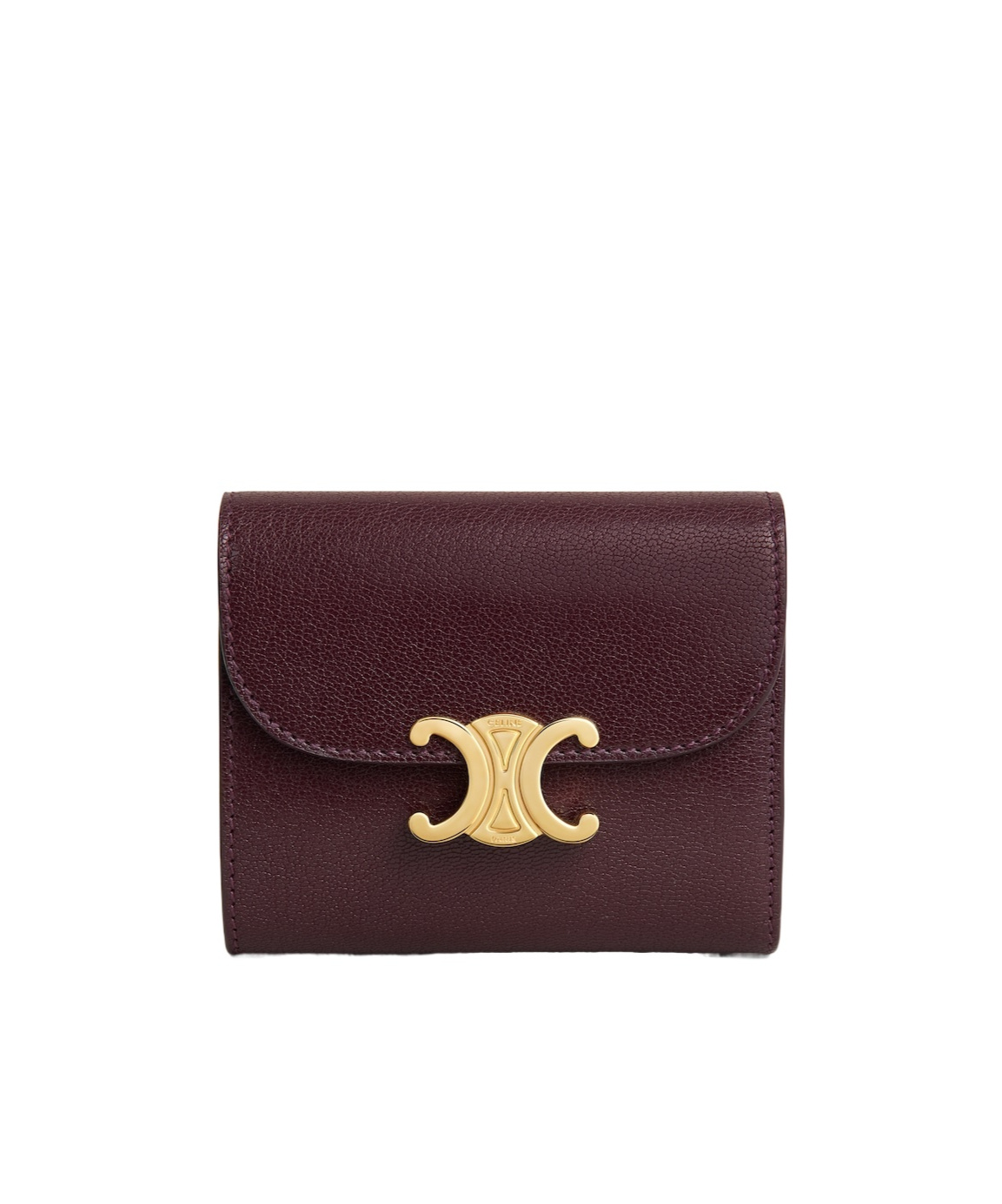 Celine Triomphe Small Flap Wallet In Burgundy