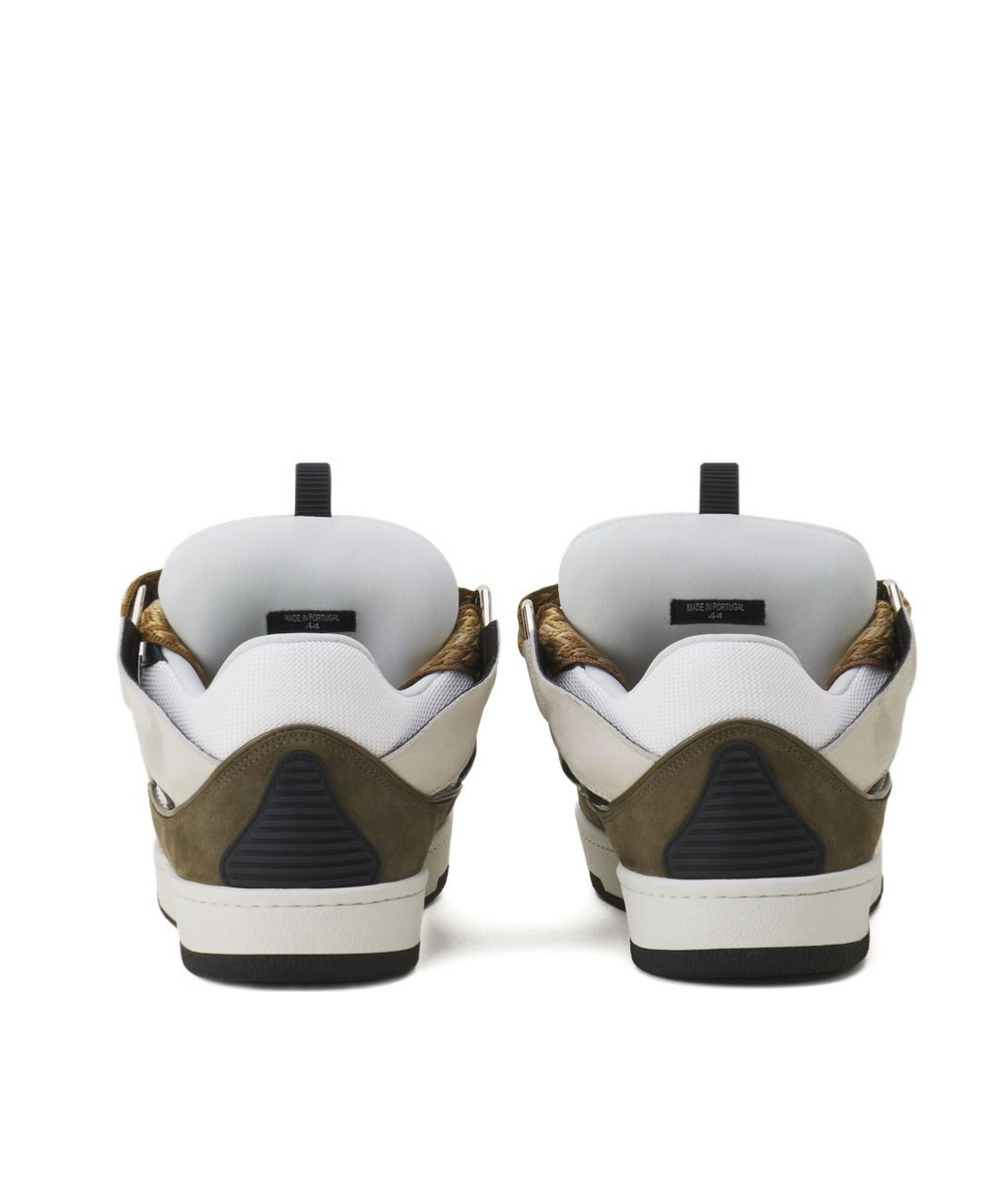 Lanvin Curb Sneakers In Grey Suede And Leather In Multi