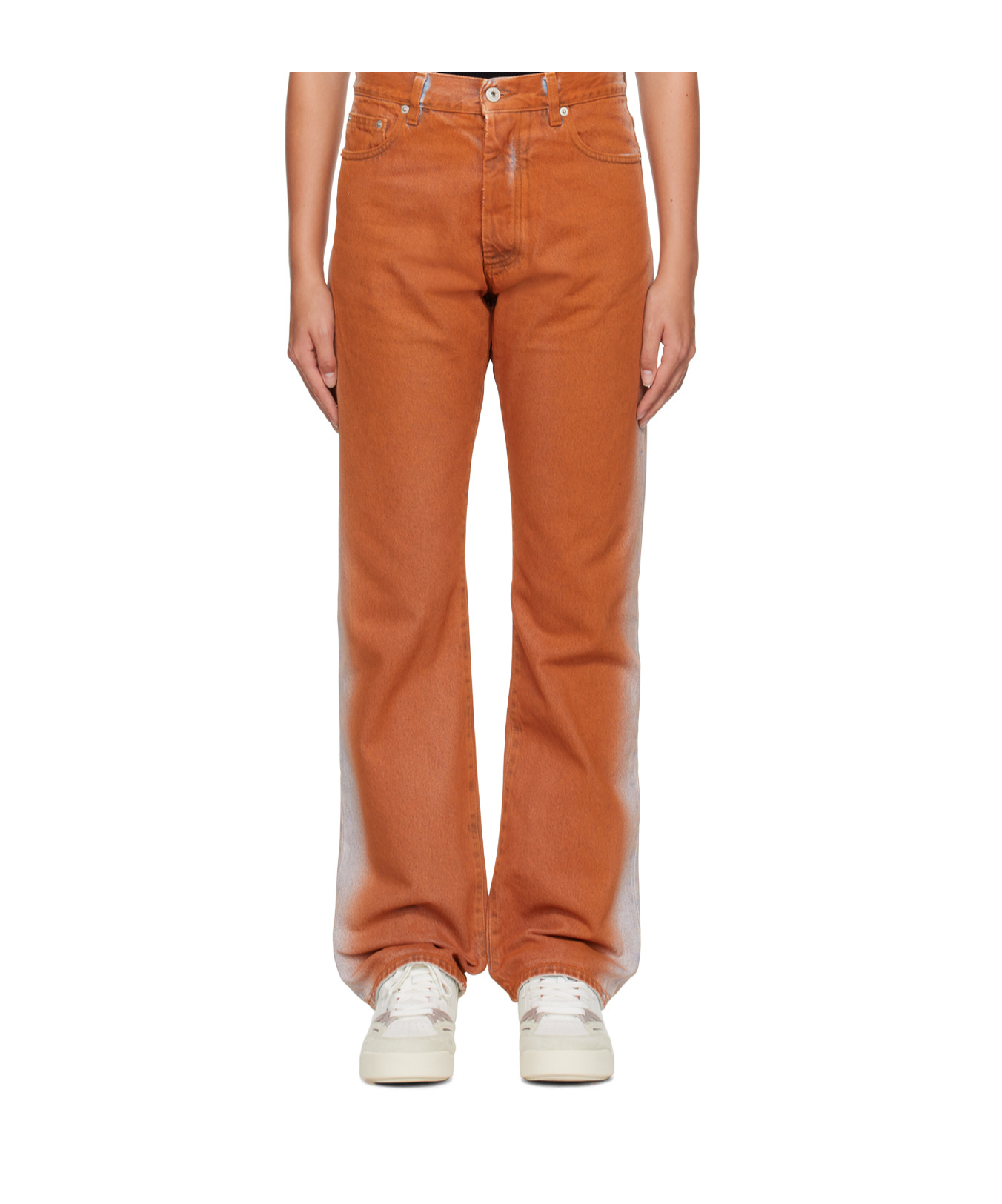 Heron Preston Gradient-effect Straight-leg Jeans In Orange