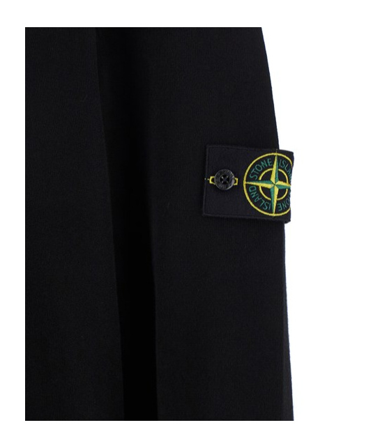 Stone Island Long-sleeved Knitted Cardigan In Black