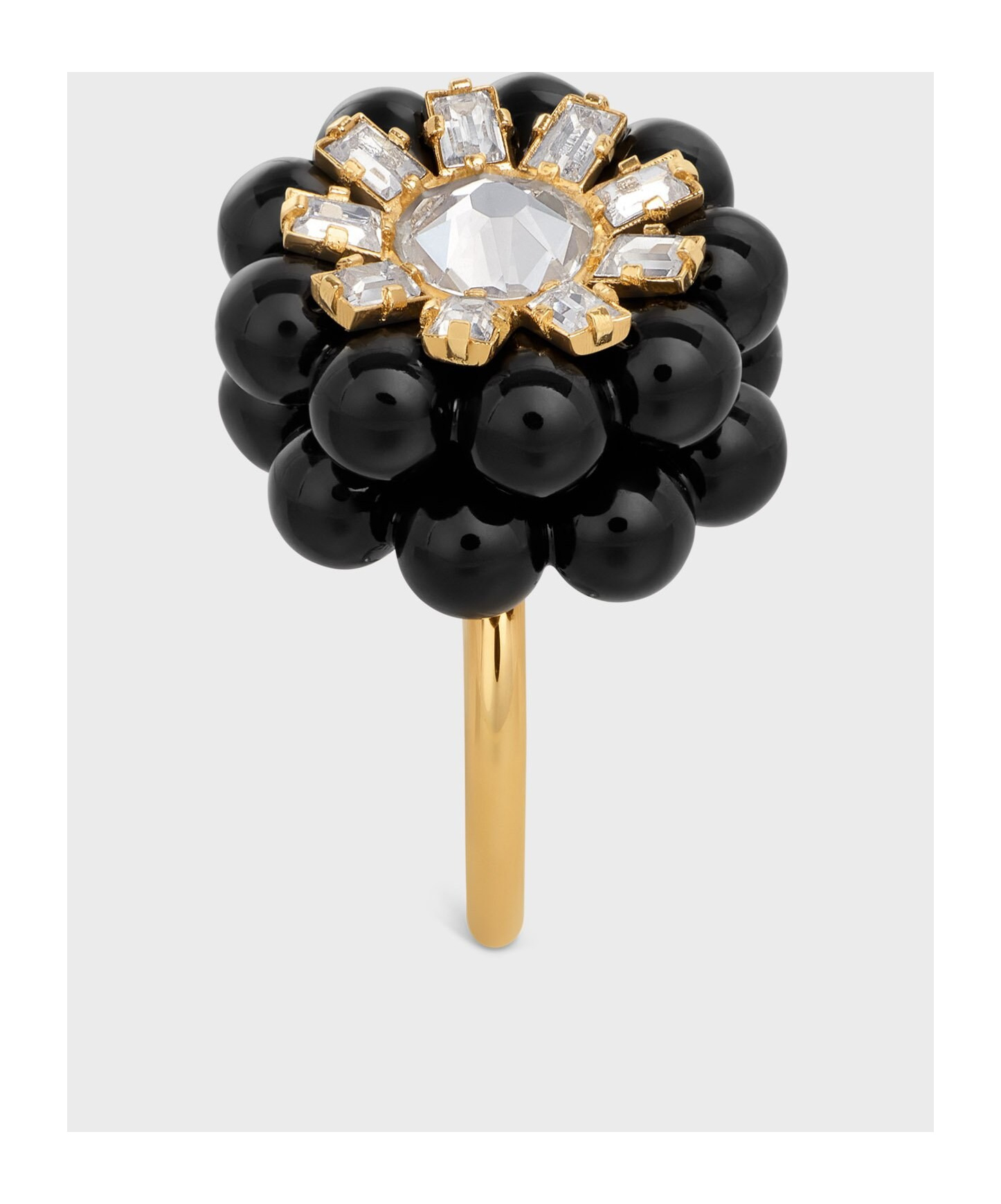 Celine Heirlooms Mûre Ring In Strass, Varnish And Brass With Gold Finish In Gold/black