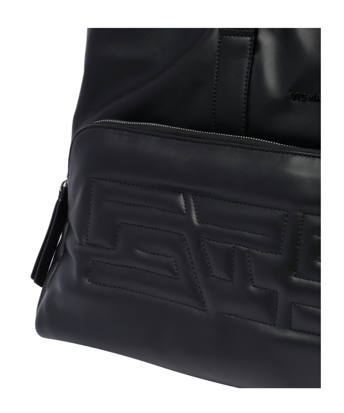 Shop Vic Matie Logo-embroidered Leather Shoulder Bag In Black
