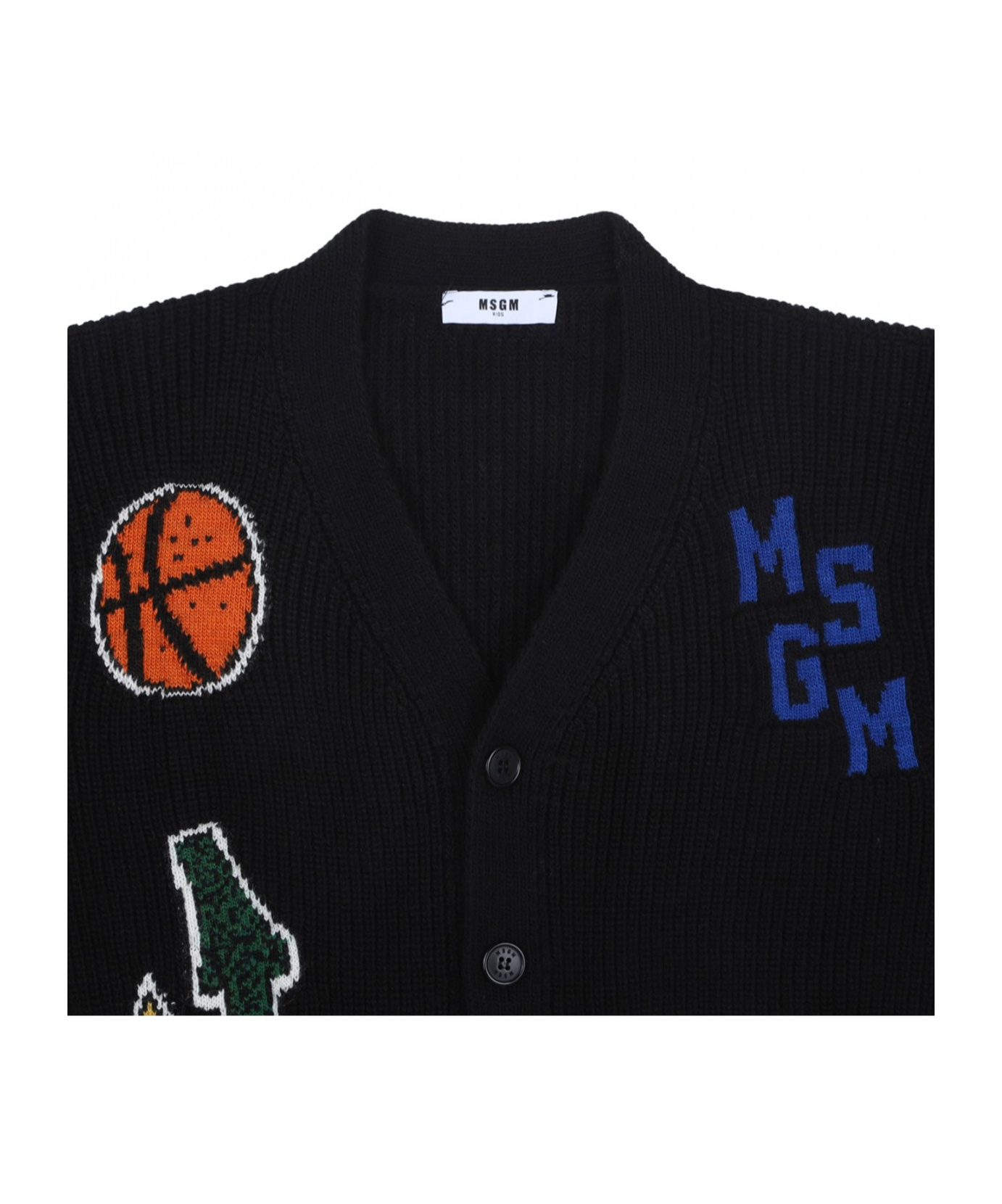 Msgm Intarsia-knit Cardigan In Black