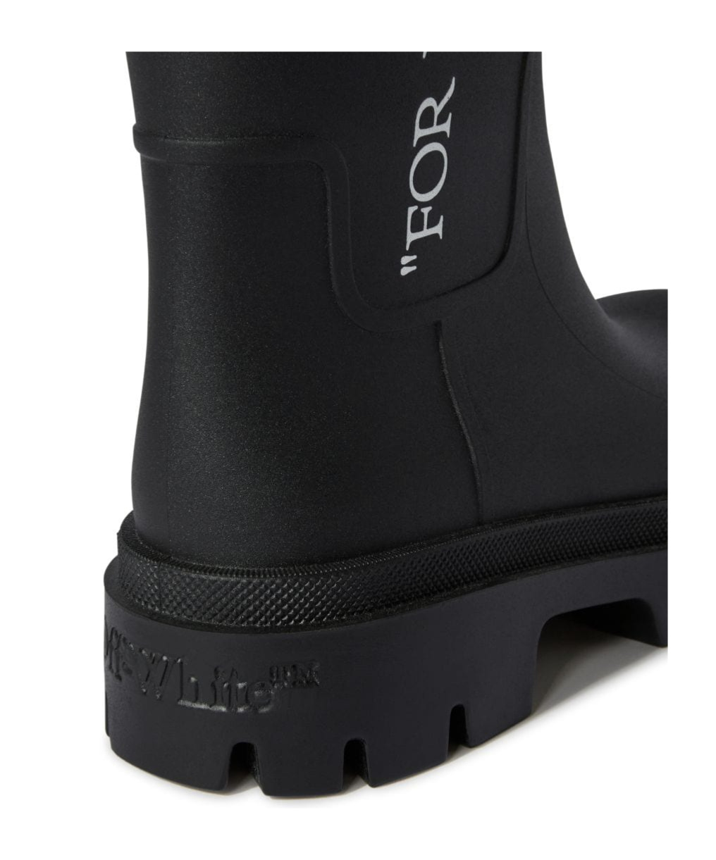 Off-white Round-head Rain Boots In Black