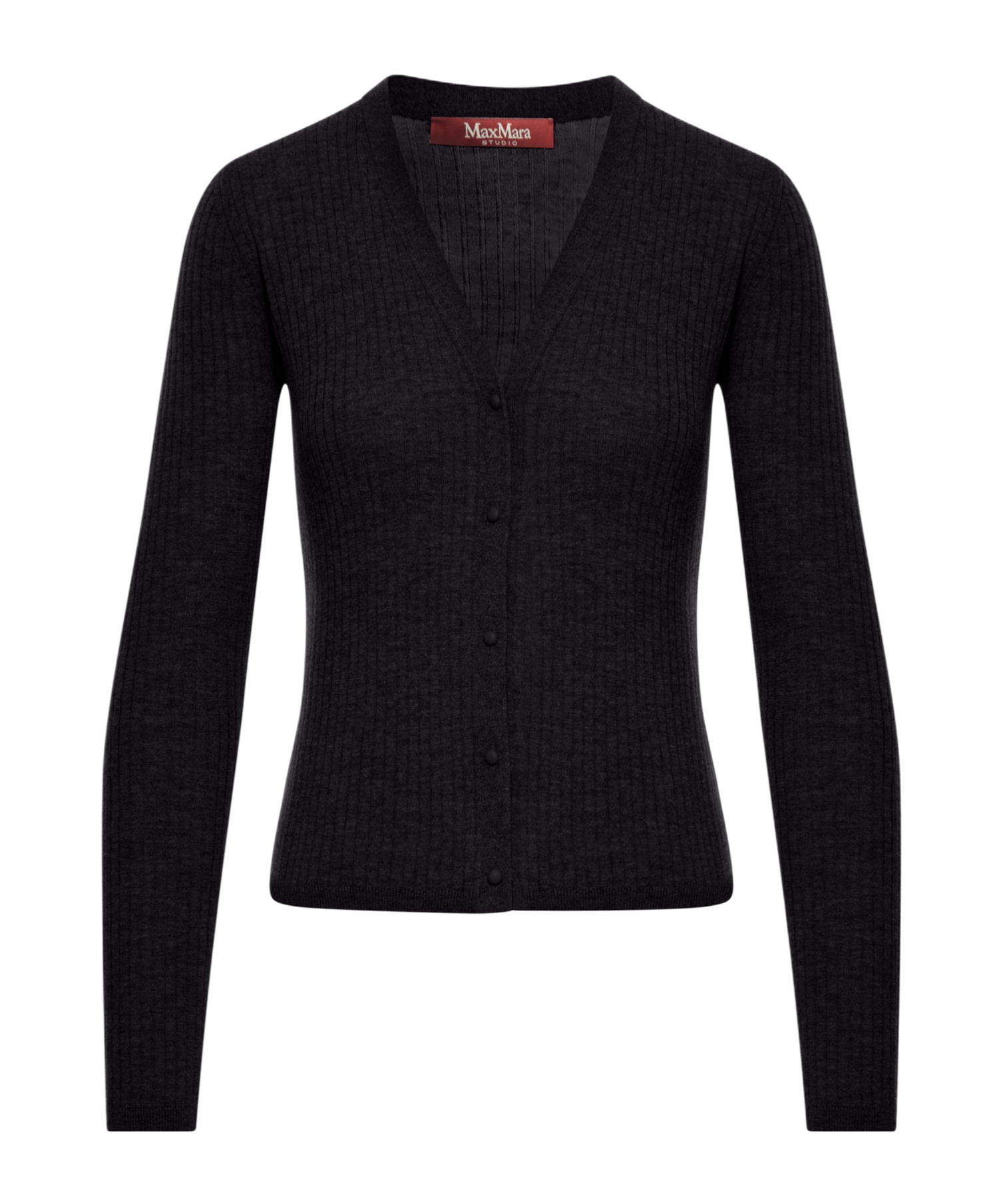 Max Mara Potus Ribbed V-neck Cardigan In Black