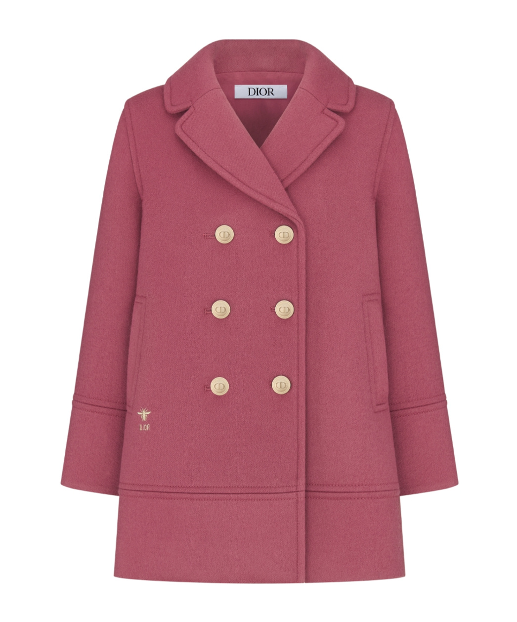 Dior Wool Long-sleeved Coat In Pink