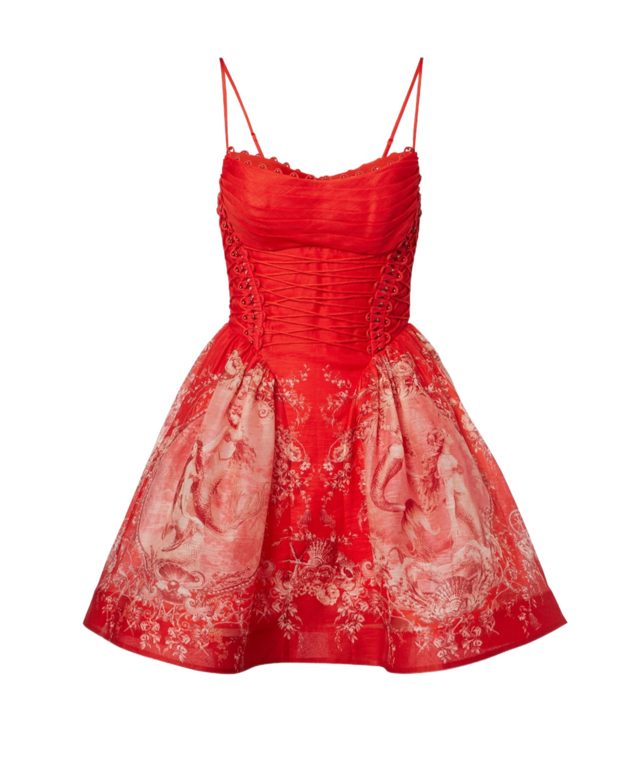 Zimmermann Rebellion Linen And Silk Minidress In Red