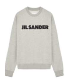 Jil Sander Grey Crewneck Logo Sweatshirt In Gray