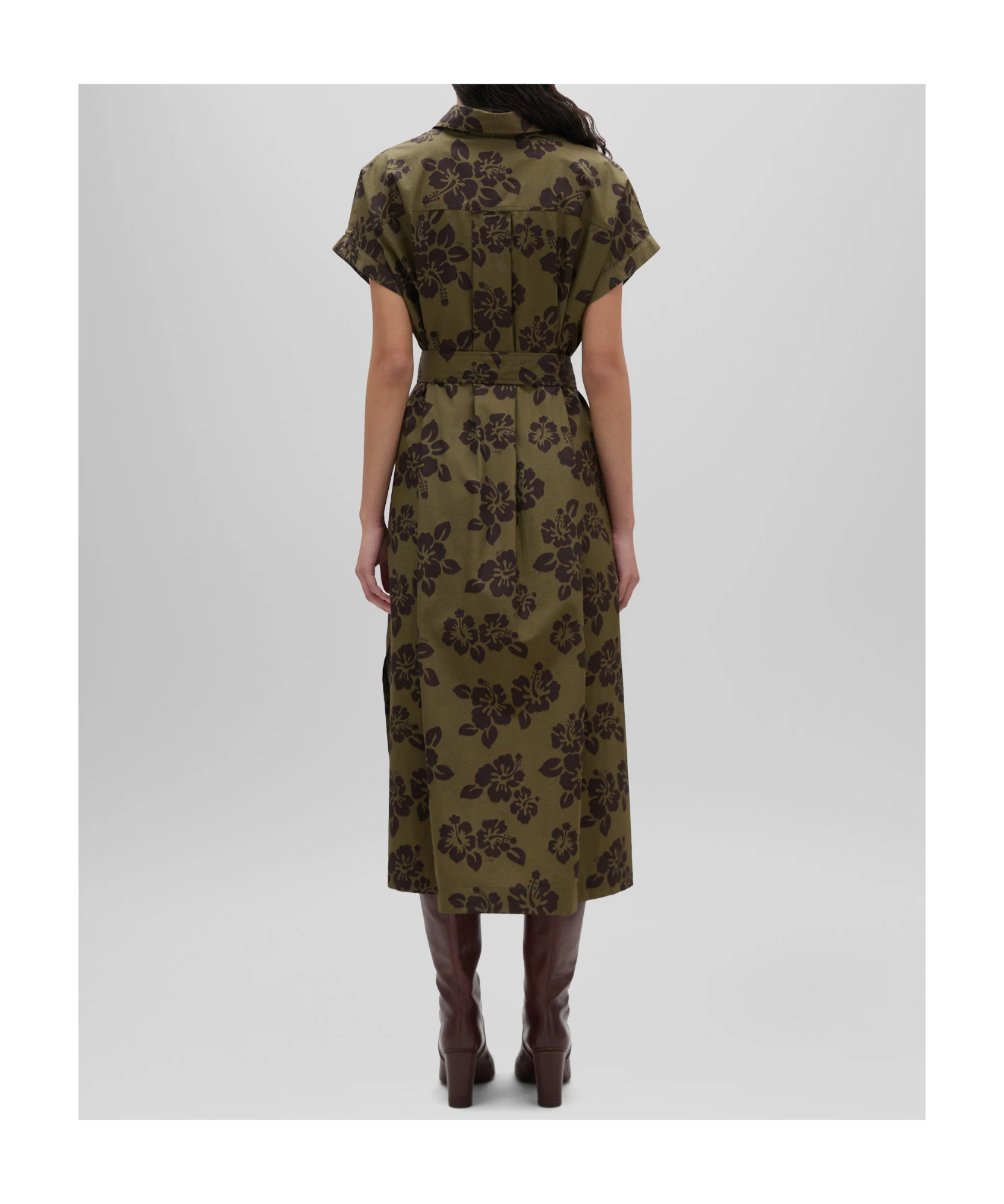 Aspesi Midi Dress With Floral Print And V-neckline