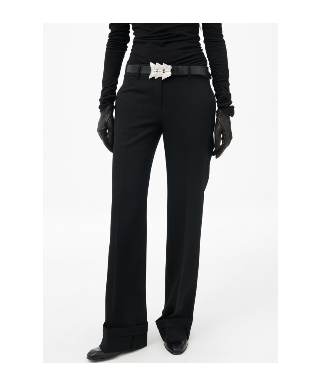 Our Legacy High-waisted Wide-leg Trousers With Tailored Cuff Hem In Black