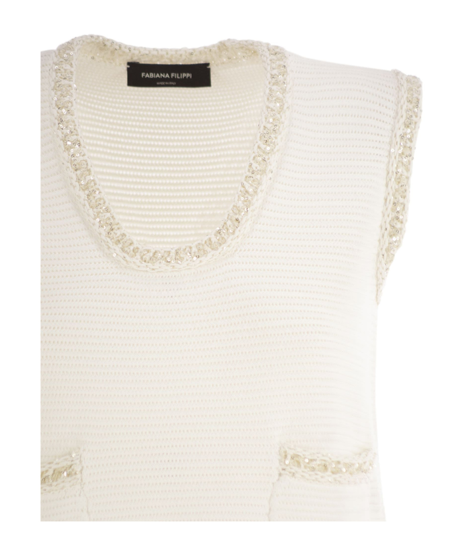 Fabiana Filippi Knitted Mini Dress With Sequin Edging In Neutral