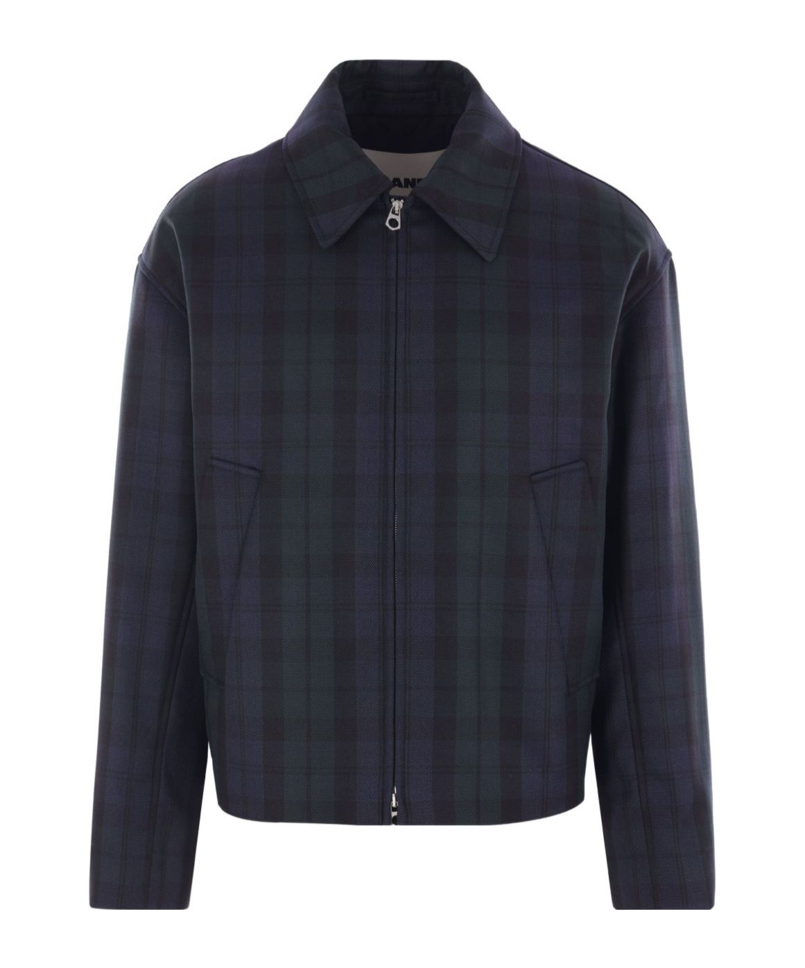 Jil Sander Plaid Zip-front Bomber Jacket In Blue