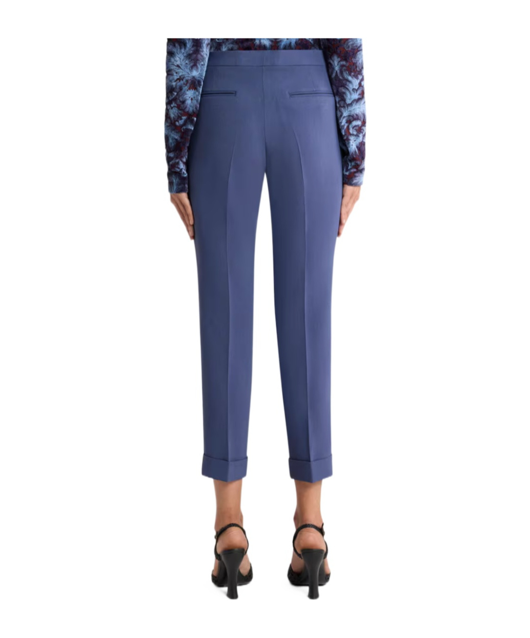 Etro Cady Cigarette Cuffed Trousers In Blue
