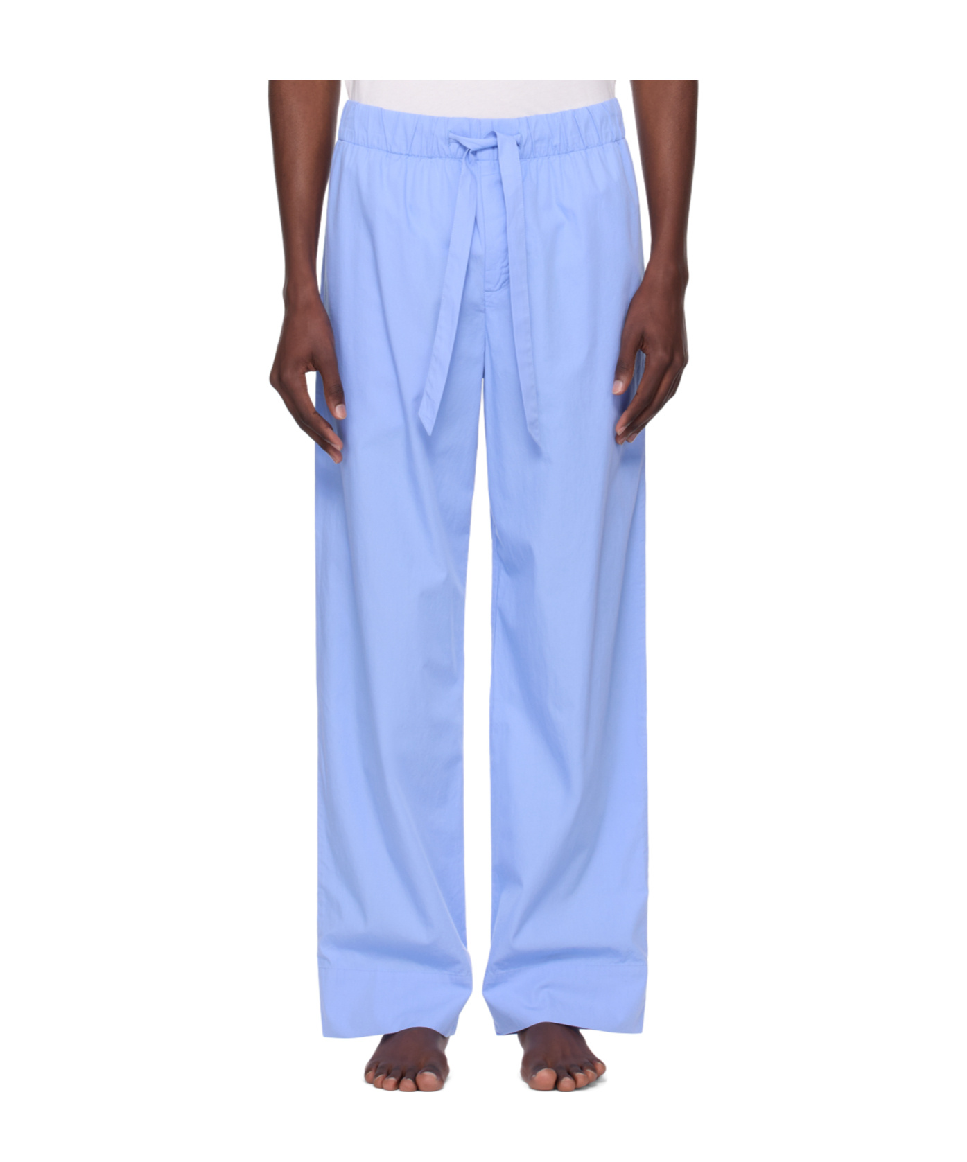Tekla Organic Cotton Poplin Pajama Pants In Blue