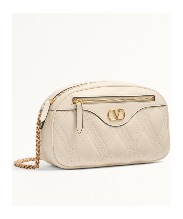 Valentino Garavani Garavani Quiltie Shoulder Bag 67 In Quilted Nappa Woman Ivory Uni In Nude