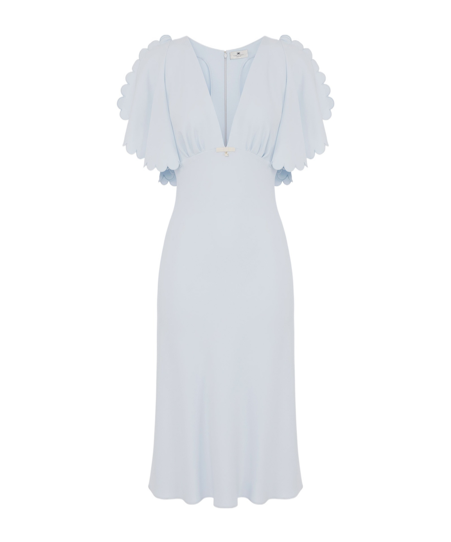 Elisabetta Franchi Light Blue Midi Dress With V-neck In Blue