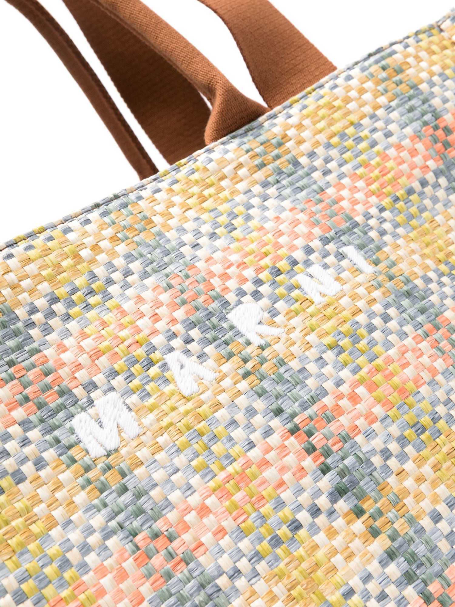 Marni Checkerboard Raffia Tote Bag In Nude