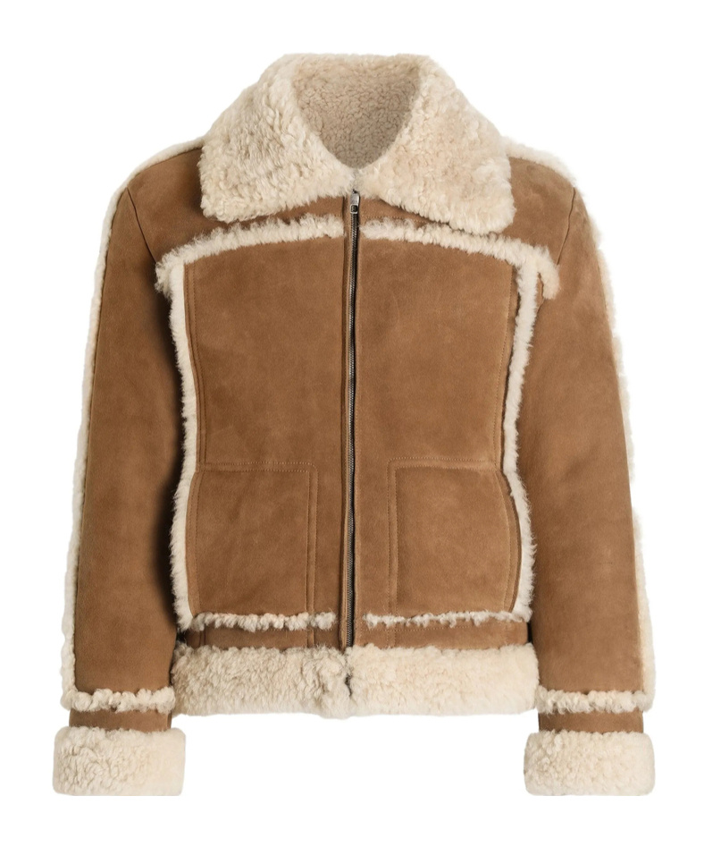 Dolce & Gabbana Suede Shearling Jacket In Neutral