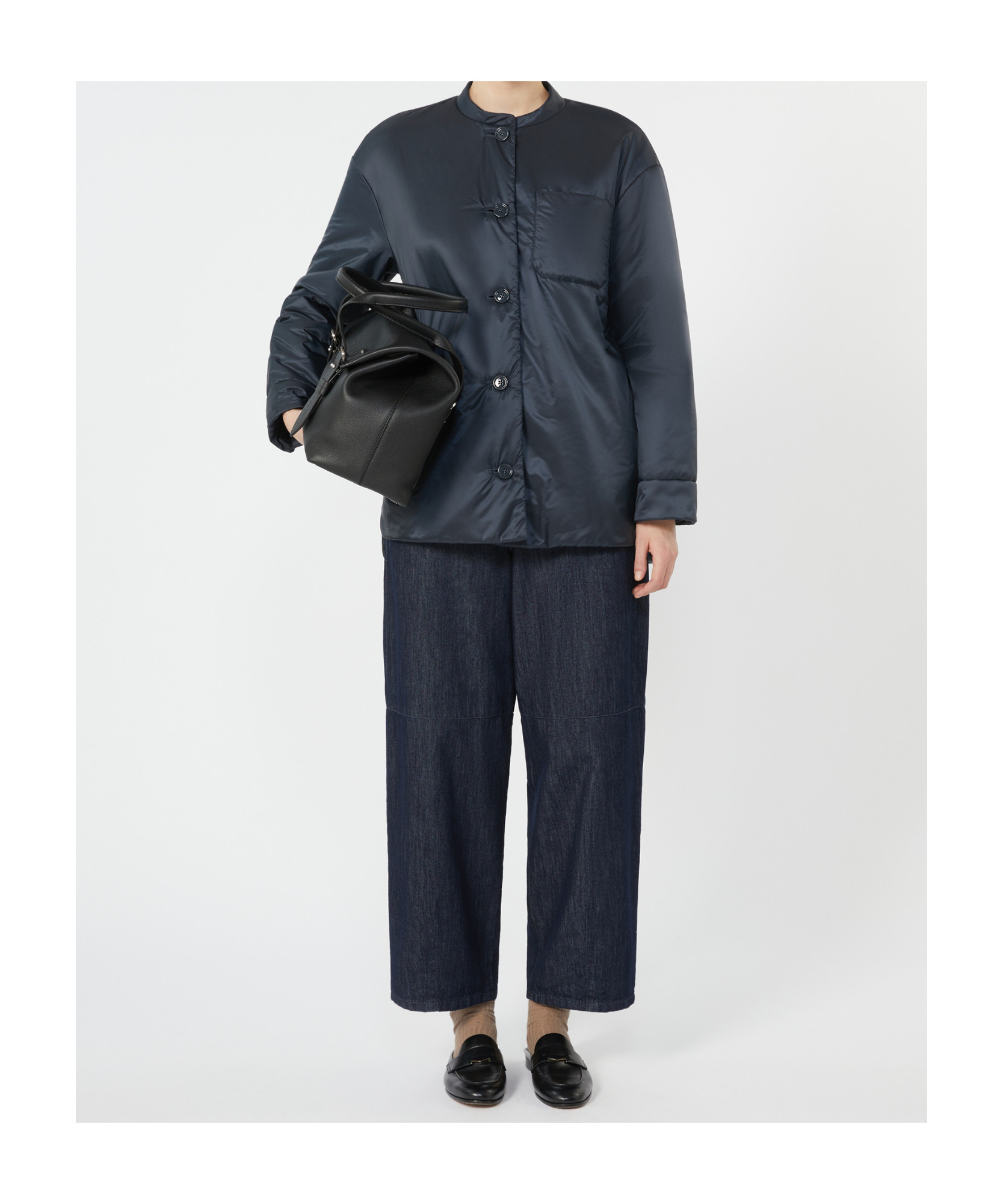 Max Mara Padded Shirt Jacket In Water-repellent Canvas In Blue