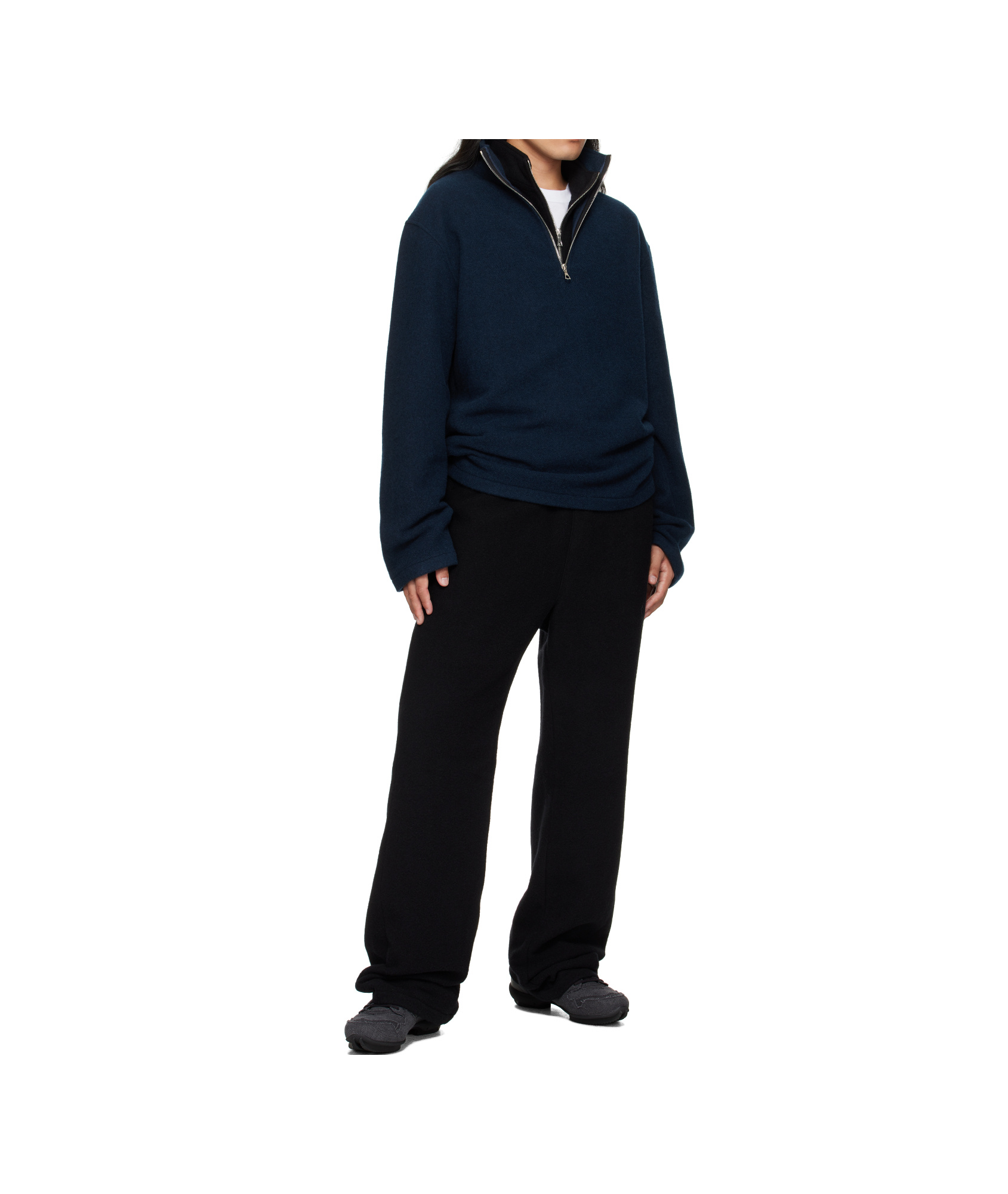 Rier Virgin Wool Zip-up Sweater In Blue