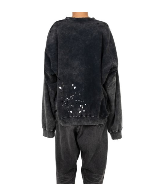 Miharayasuhiro Embellished Bleached Sweatshirt In Black
