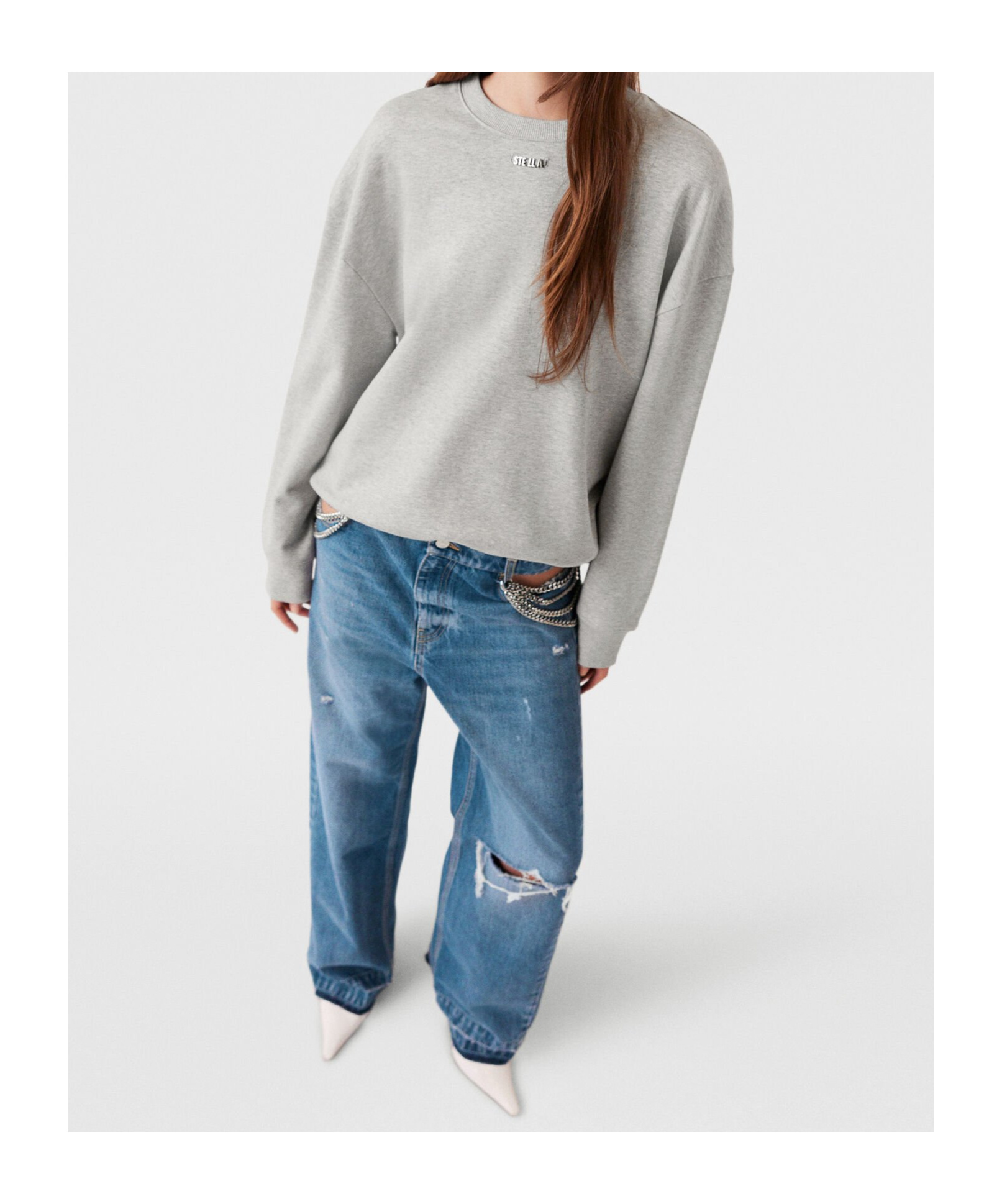 Stella Mccartney Round-collar Long-sleeve Hoodie In White