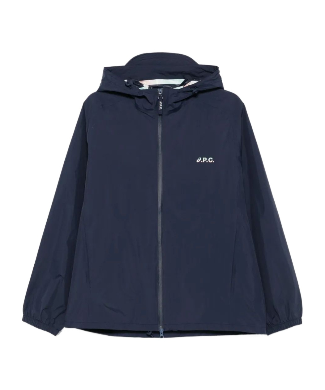 Apc Asics Interaction Logo-print Shell Hooded Jacket In Navy Blue