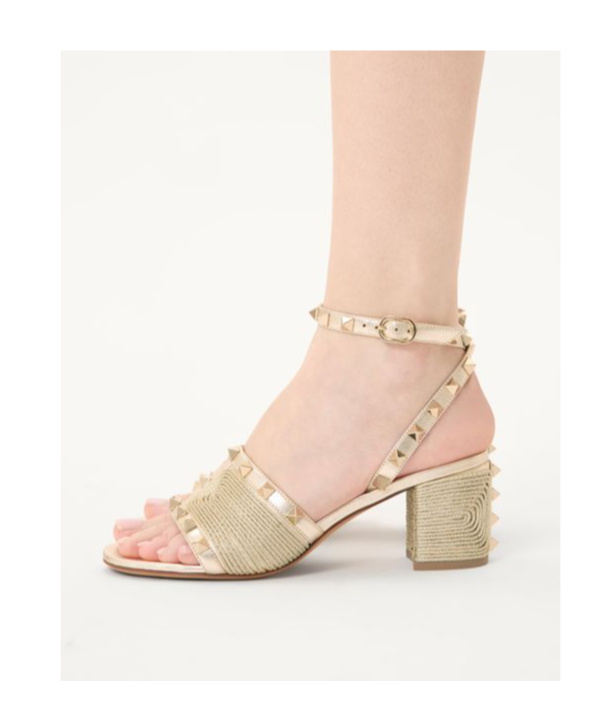 Valentino Garavani Rockstud Sandal In Laminated Nappa With Cornely Embroidery 60mm Woman Platinum 41 In Platinum Color
