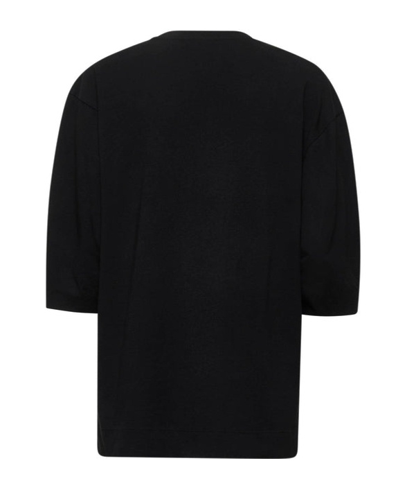 Dries Van Noten Black Cotton Draped T-shirt In Black
