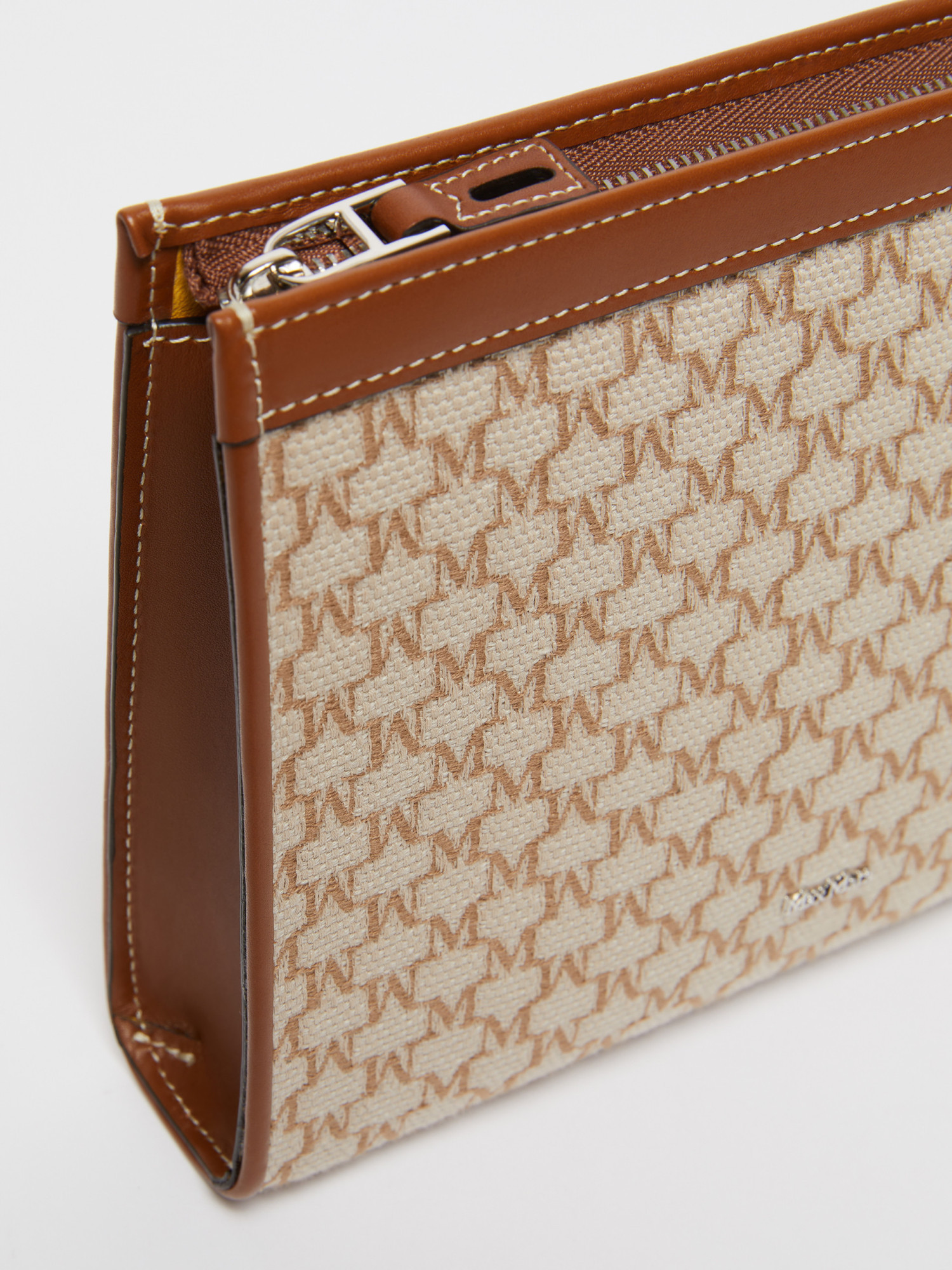Max Mara Cotton Jacquard Small Pouch In Hazelnut Brown