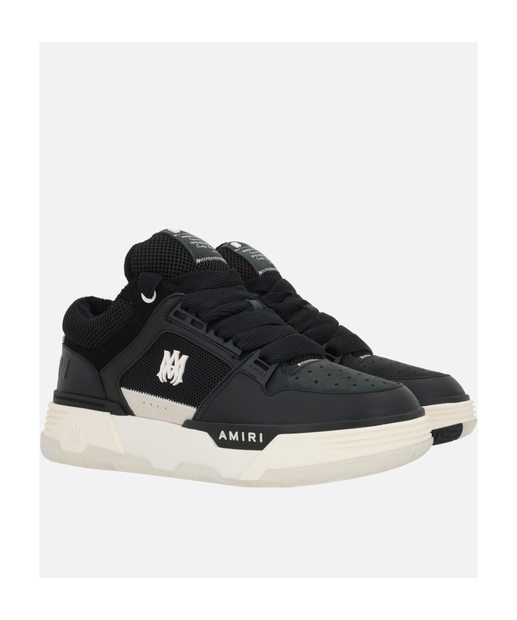 Amiri Black Low Top Sneakers With Logo Detail In Tech Fabric And Leather Man In Black
