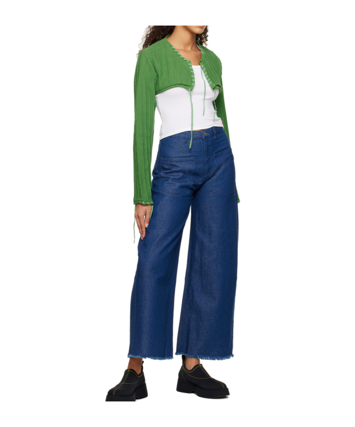 Open Yy Drawstring Cardigan In Green