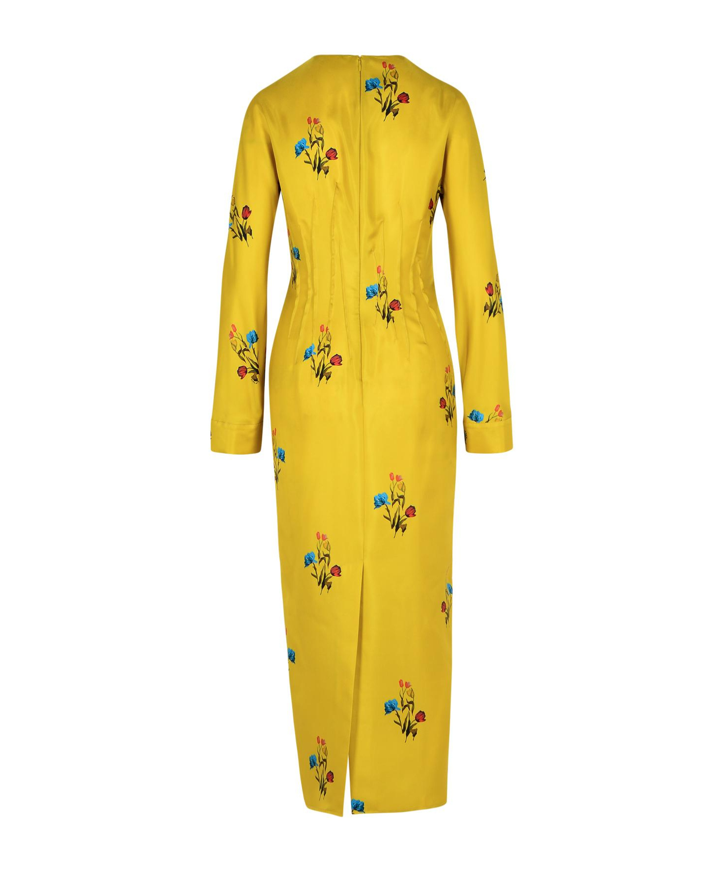 Marni Silk Dress With Long Sleeves And Embroidery In Yellow