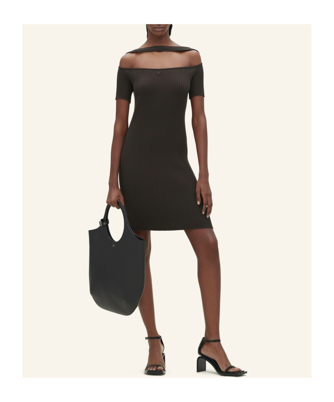 Courrèges Hyperbole Ribbed Minidress In Black
