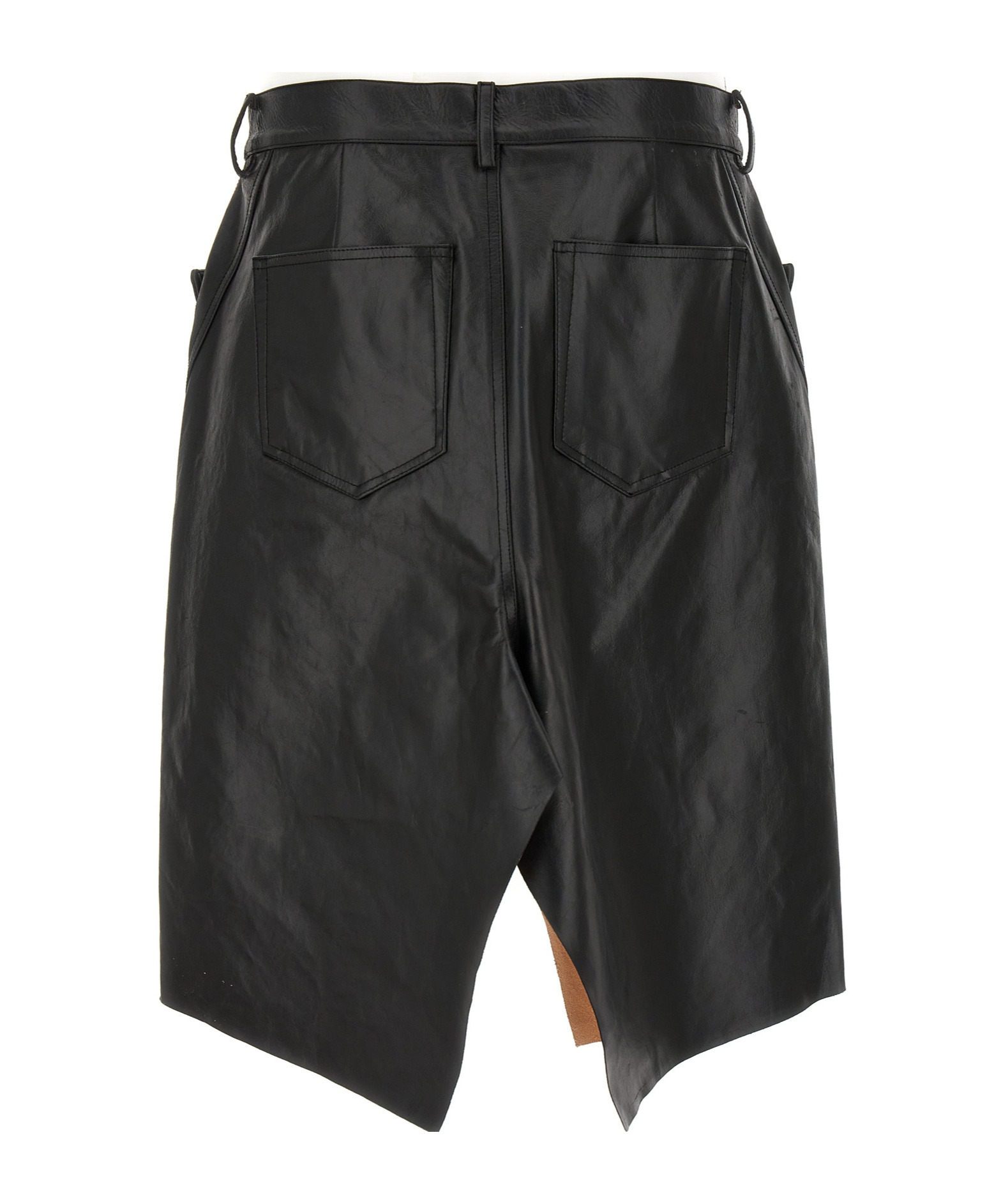 Rick Owens Black Hollywood Slivered Leather Skirt In Black