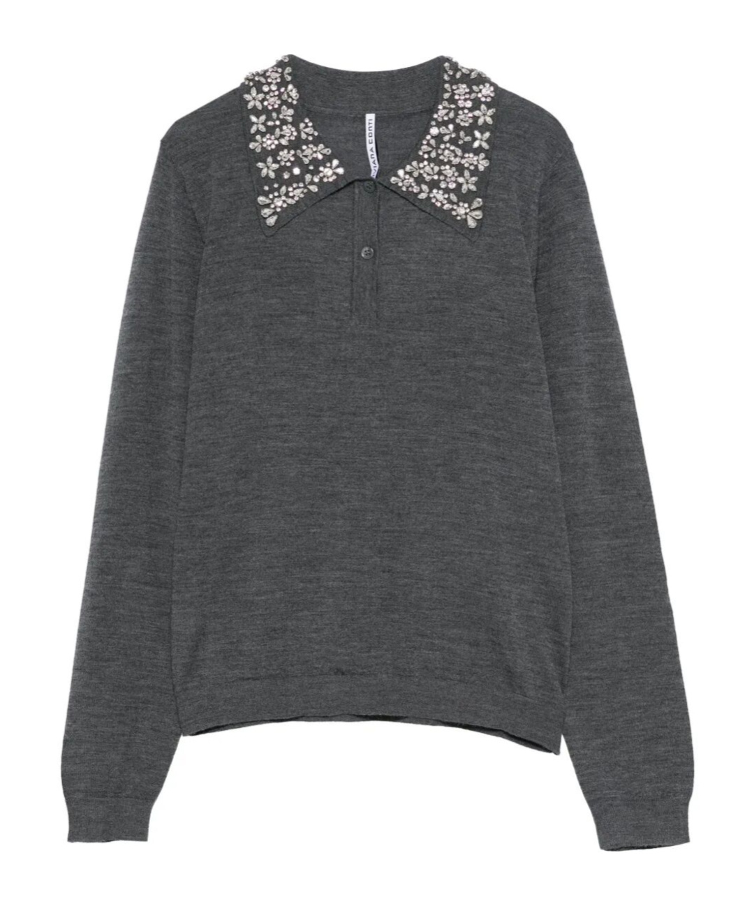 Liviana Conti Embellished-collar Polo-neck Sweater In Gray