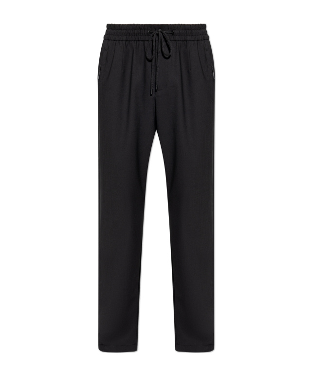 Dolce & Gabbana Drawstring Straight-leg Trousers In Black