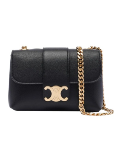 Celine Logo Shoulder Bag In Black