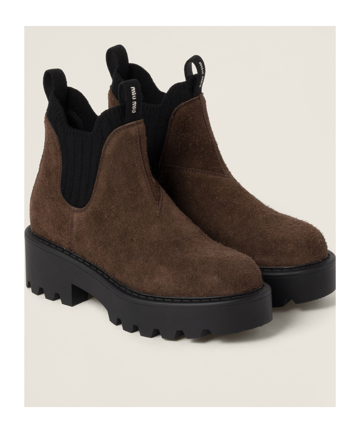Miu Miu Round-head Short Boots In Black