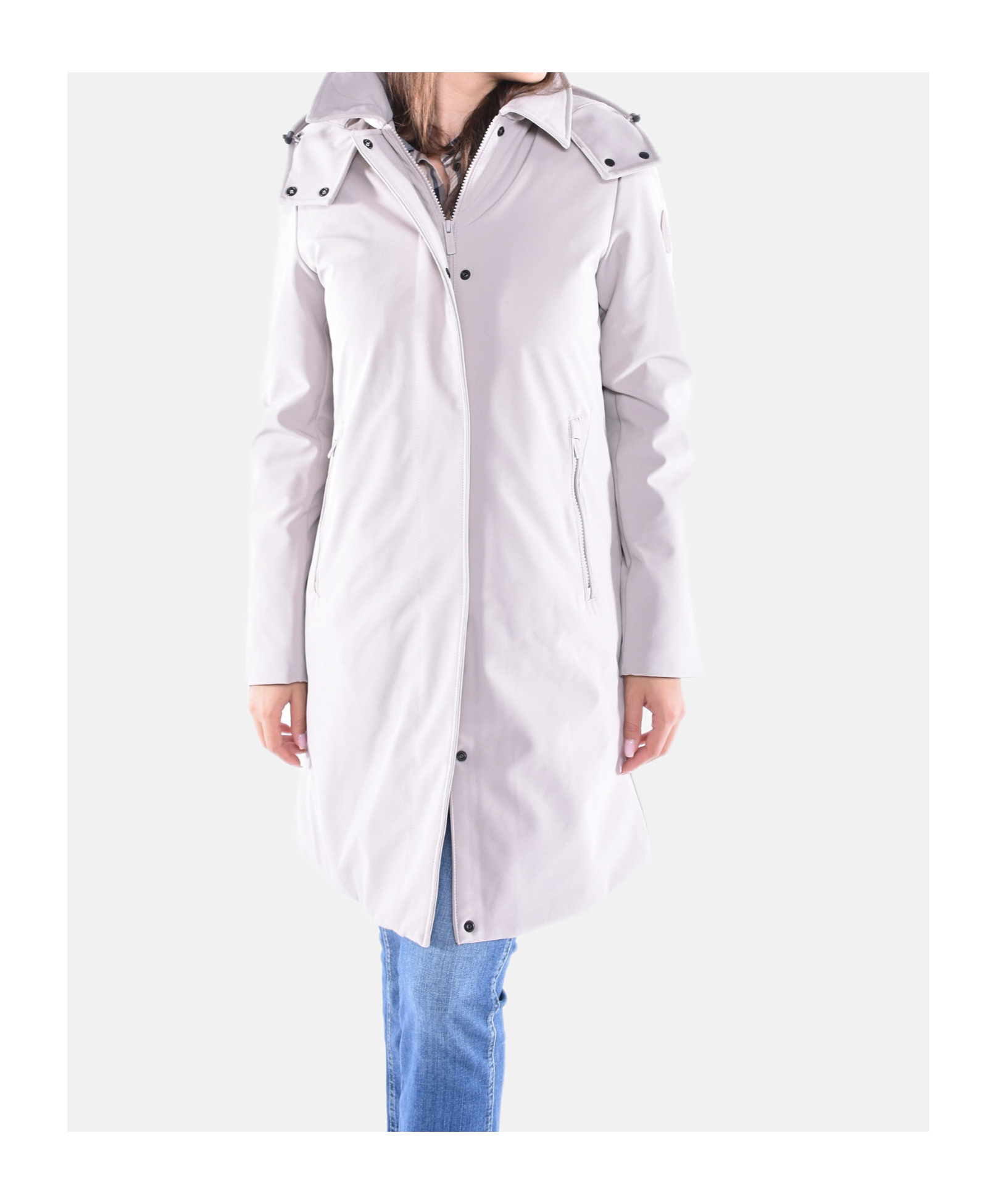 Woolrich Logo Patch Hooded Parka In Neutral
