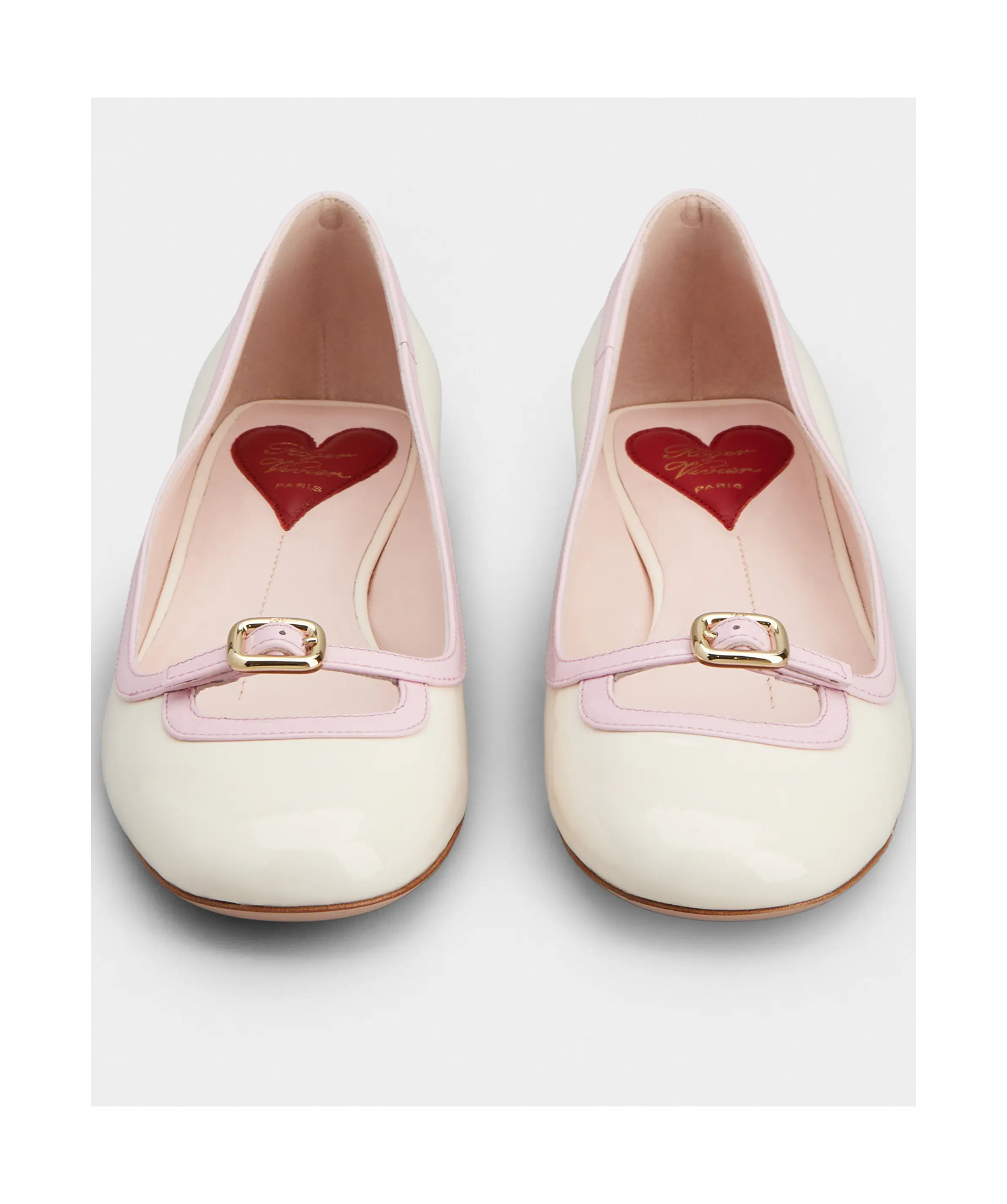 Roger Vivier Viv' Podium Ballerinas In Patent Leather In White
